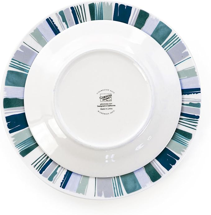 Gibson Home Orleans 12 Piece Round Ceramic Dinnerware Set in Blue
