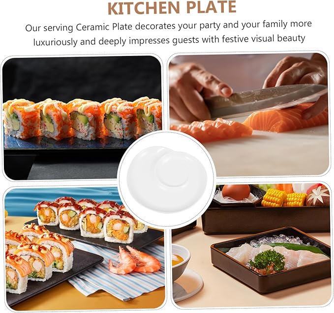 Divided Dumpling Plate Elegant Ceramic Breakfast Plate with Sauce Section for Appetizers Sushi and Dips for Home Restaurants and Buffets