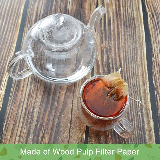 Numola Unbleached Tea Filter Bags with Disposable Drawstring, Tea Bags Empty, Wood Pulp Filter Paper Organic Tea Infuser Bag for Loose Leaf Tea 200 Pcs (3.2'' x 4.2'')