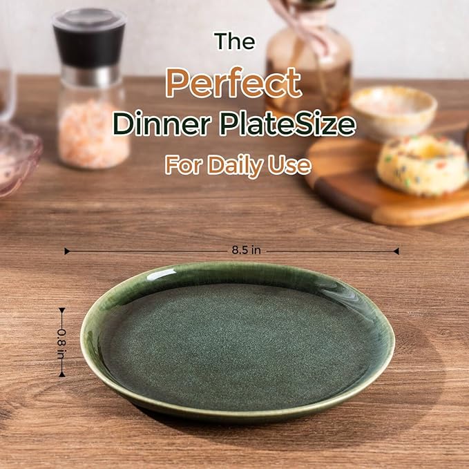 AmorArc Ceramic Plates Set of 6,8.5 Inch Handmade Reactive Glaze Stoneware Plates set for Dessert,Salad,Appetizer,Small Dinner Plates,Microwave & Dishwasher Safe,Scratch Resistant