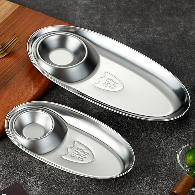Hapivida 2Pcs Small Chip and Dip Bowl, Divided Platter Tray Serving Dish Dumpling Plate Reusable Divided Snack Serving Dishe