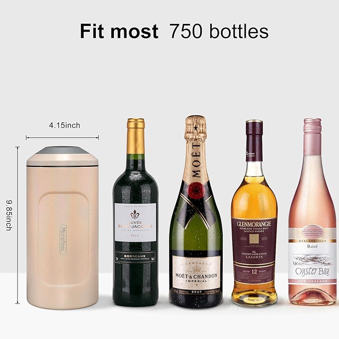 Wine Chillers for Bottles-Ideal Gift for Wine Lover, Stainless Steel Portable Champagne Cooler Sleeve Bucket-Double Walled Vacuum Insulated for Most 750ml Bottles with Long-Lasting Temperature Control
