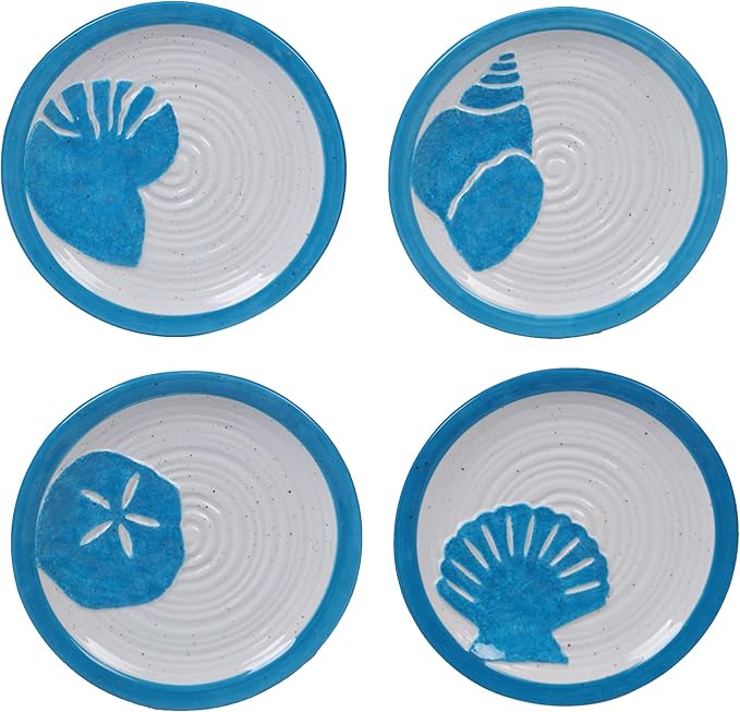 Certified International Natural Coast 6" Canape/Snack Plates,Set of 4 Assorted Designs