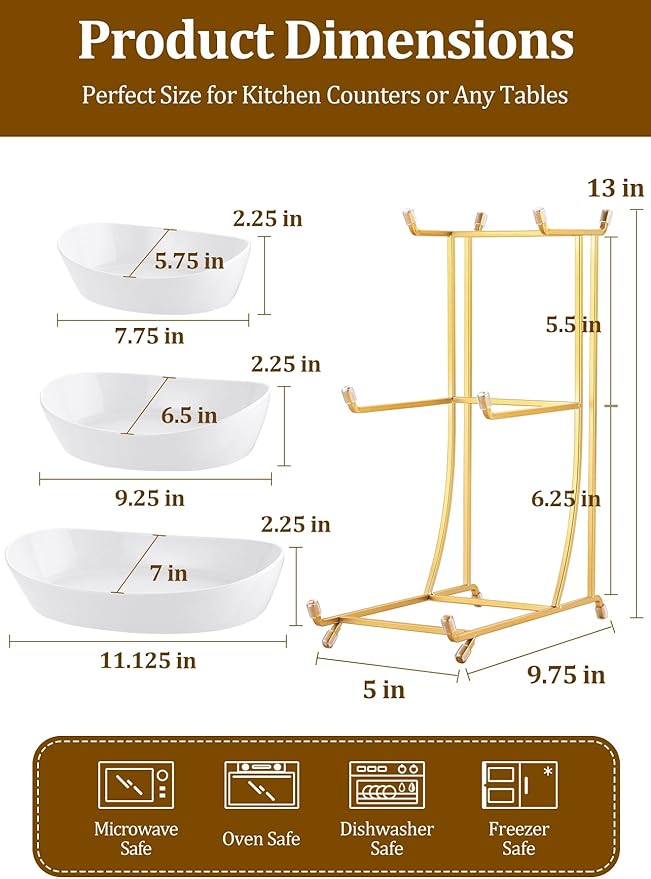 Yedio 3 Tier Fruit Bowl for Kitchen Counter, No Assembly Required Ceramic Fruit Basket with Metal Stand, Tiered Fruit Stand for Countertop for Fruit, Veggies, Snacks, Cake & Desserts