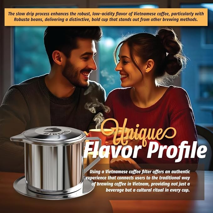 Birdee Vietnamese Coffee Dripper - 16oz (Pack of 2), Stainless Steel, Large Drip Filter, Durable, Dishwasher Safe, Home Use, Travel, Camping, Gift Sets