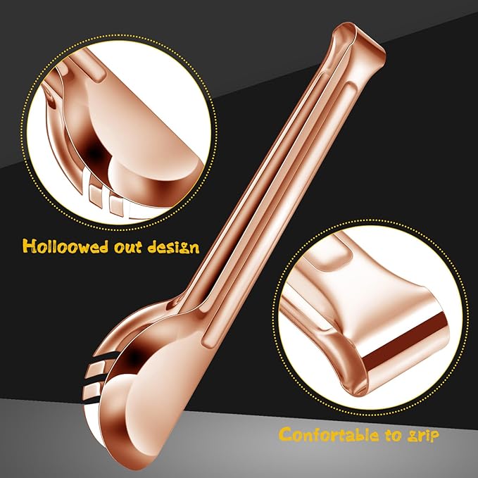Thenshop 30 Pcs Stainless Steel Serving Utensils Set Flatware Set Include Large Serving Spoons Slotted Spoons Forks Soup Ladle Pie Server and Tongs for Buffet Party(Rose Gold)