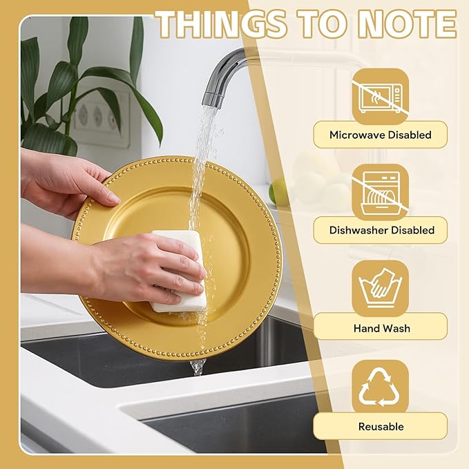 PROY 229 Pcs Charger Plates Set Bulk, 100 Pcs 13'' Gold Charger Plates 129pcs Metallic Gold Balloons Different Sizes 18 12 10 5 Inch Dinner Chargers Set For Dinner Wedding Party Decoration