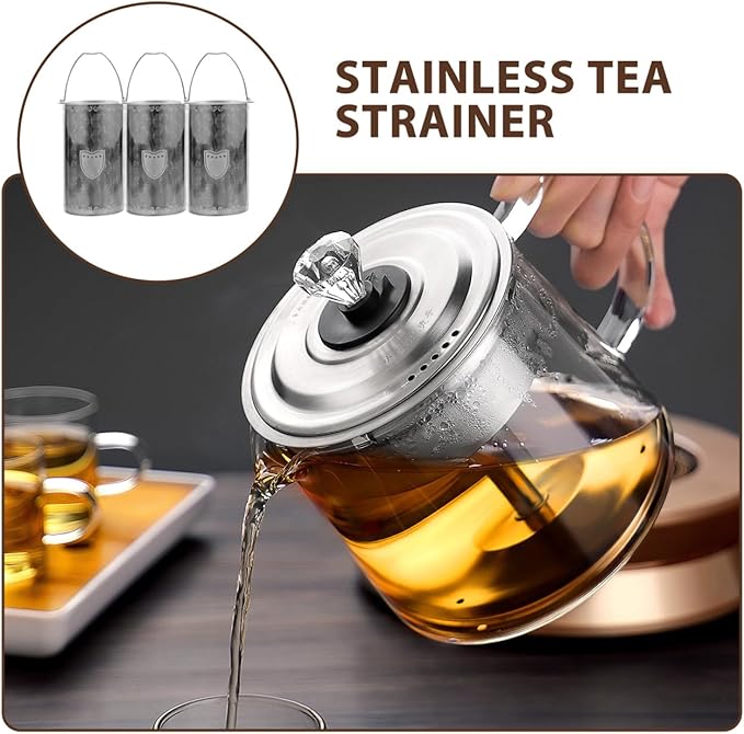 Luxshiny Stainless Steel Tea Strainer Insert for Teapots Fine Mesh Tea Filter Basket Replacement for Loose Leaf Brewing Pot Accessories for Home and Office
