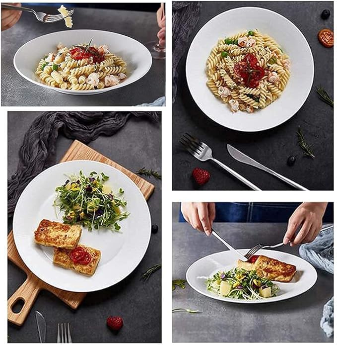 Dinnerware Sets Dish Set,White Porcelain,Ceramic Plates and Bowls Sets,Vintage Round Dishes Set Dinner Plates for Kitchen/Dining