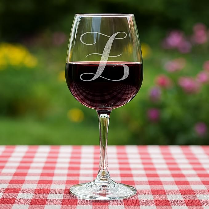 Monogrammed A-Z Wine Gifts for Women - 12.75 oz Engraved Personalized Wine Glass- Funny Wine Lover Monogram Gifts for Women - Unique Wine Glasses Gift Set (Z)