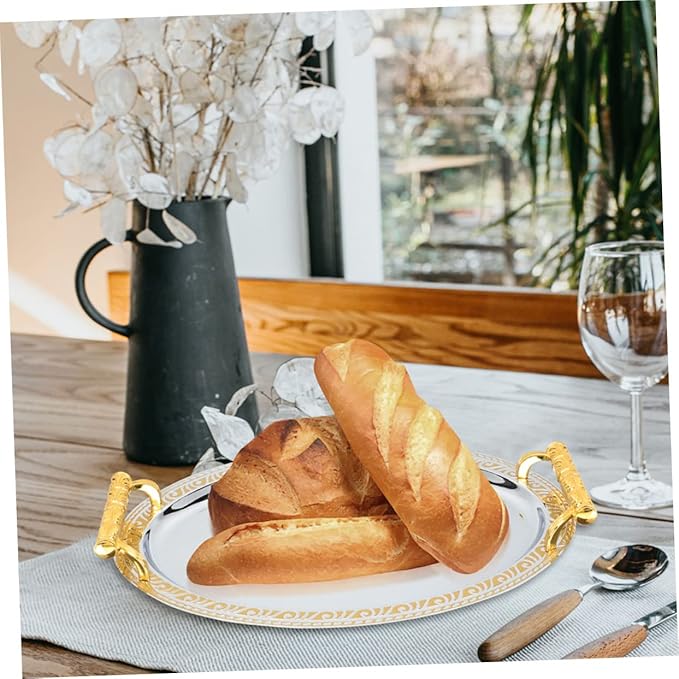 LIFKOME Stainless Steel Serving Tray Lid Countertop Fruit Stand Decorative Plate Ring Holder for Jewelry