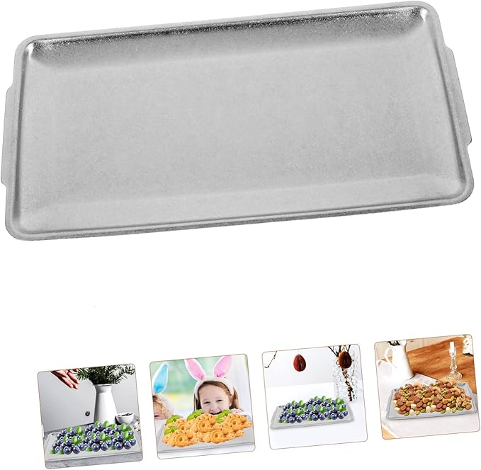 Mobestech Rectangular Serving Tray Practical Stainless for Desserts Snacks and Food Storage for Parties and Everyday Use