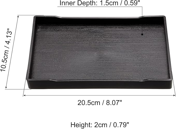 PATIKIL 8x4 Fast Food Tray, Plastic Reusable Recyclable Multi-Purpose Rectangle Serving Tray for Restaurant Home Kitchen, Black