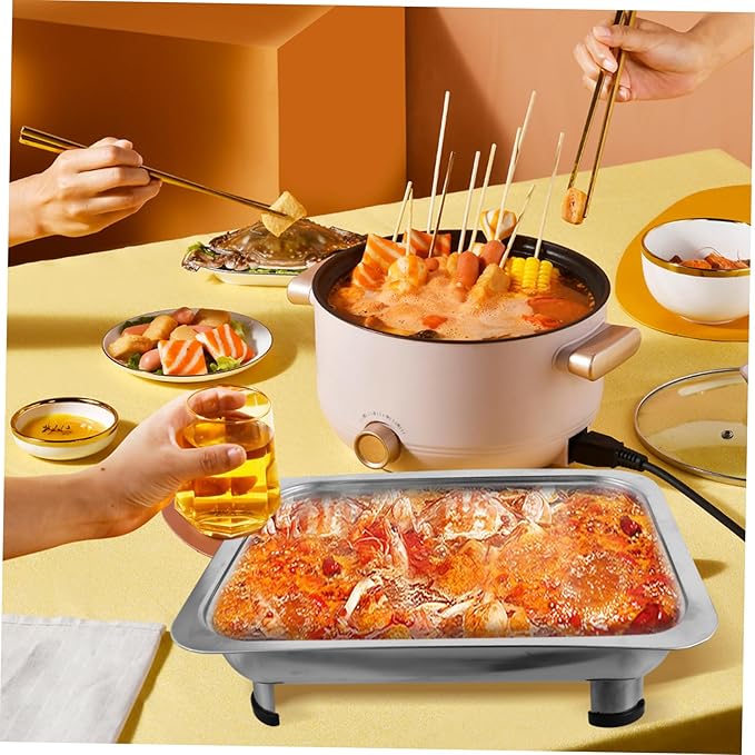 PRETYZOOM Stainless Steel Buffet Plate Serving Tray Cover Portion Control Plate for Lunch