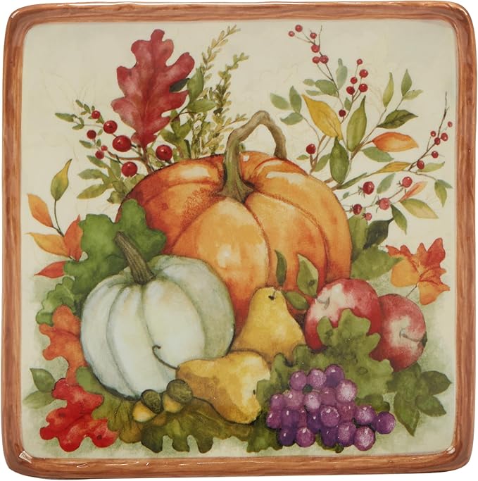 Certified International Harvest Blessings 6" Luncheon/Canape Plate, Multicolor, Small, Set of 4 (Pack of 2)
