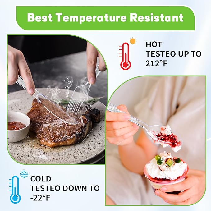 120 Count Clear Plastic Forks Heavy Duty, 7.1" Premium Disposable Forks Bulk, Heat Resistant & BPA-Free, Solid and Sturdy Plastic Cutlery for Parties, Catering, Events and Everyday Use