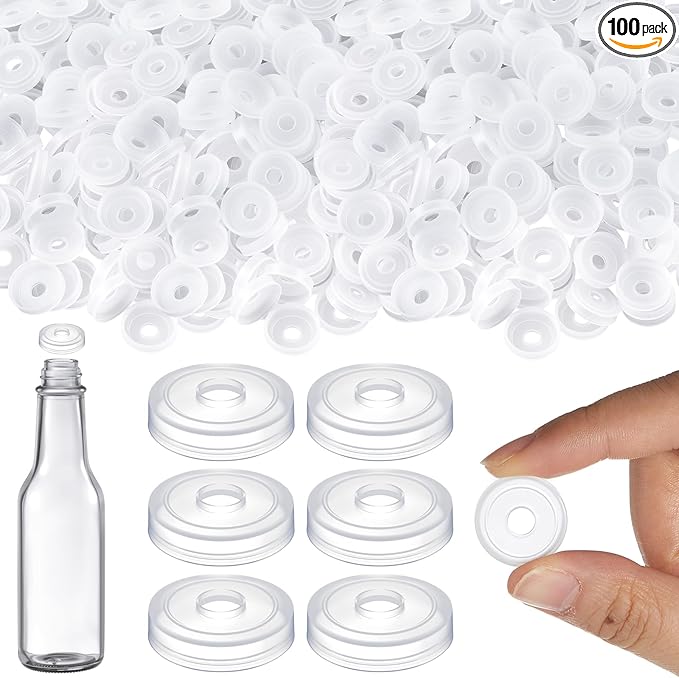 100 Pcs Dripper Insert Orifice Reducers Hot Sauce Bottles, Dripper Fitment Orifice Reducer for 5 and 10 oz Woozy Bottles