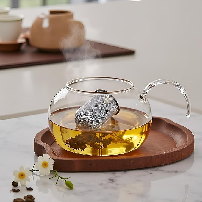 Silver Stainless Steel Tea Infuser Mesh Strainer, Teapot Replacement Mesh Strainer Insert, Reusable Loose Leaf Tea Herb Strainer Tea Filters, Replacement Tea Infuser, Tea Strainers and Filters(7cm)