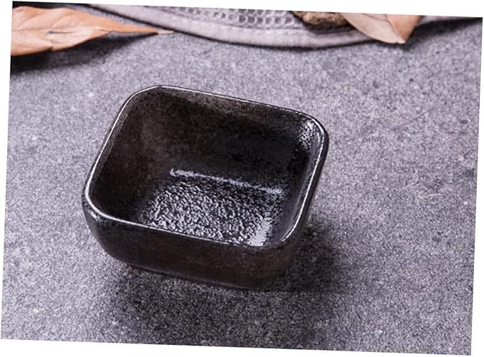 PRETYZOOM 2pcs Square Ceramic Sauce Dishes Retro Seasoning Bowls for Dipping Snack and Appetizer Plates Dishwasher Safe for Home BBQ and Parties