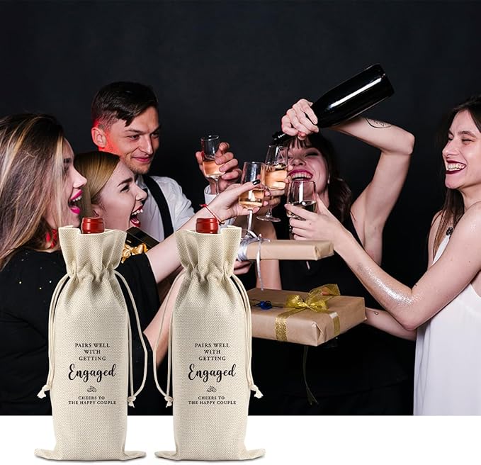 Engagement Gifts for Couples Wedding Gift for Mr and Mrs Engagement Party Decorations Gifts for Engaged Couple Engaged Wine Bag