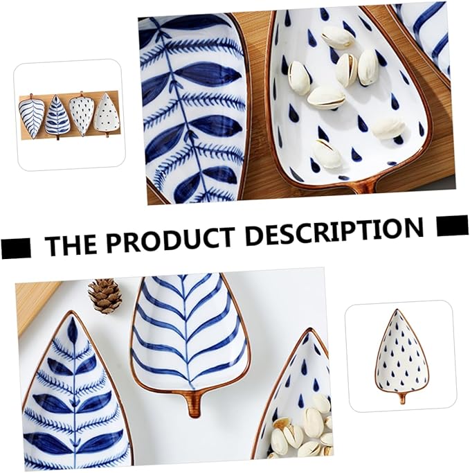 GLEAVI Creative Japanese Style Ceramic Snack Dish Hand-Painted Glazed Appetizer Plate for Sauces Seasonings and Desserts for Kitchen and Dining Use