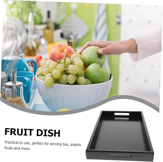 Luxshiny Wooden Food Serving Tray with Flat Handle Elegant Decorative Snack Tray for Fruits Desserts and Tea for Parties Gatherings and Kitchen Use