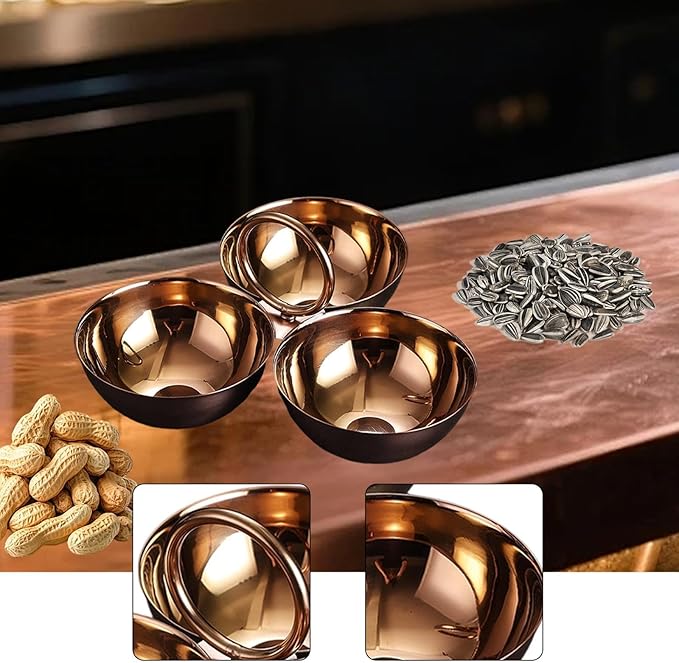Stainless Steel Snack Serving Bowls Serving Trays Versatile Easy to Clean Appetizer Plates Fruit Plates for Party Bar Candies (Rose Gold)