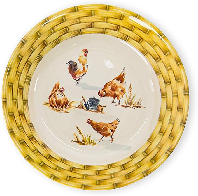 Tudor 16-Piece Premium Quality Round Porcelain Dinnerware Set, Service for 4 - Country Farmyard, See 10 Designs INSIDE!