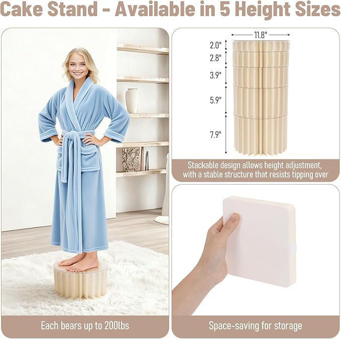 8 Pack Buffet Risers and Stand, Foldable Food Risers for Buffet Table Acrylic Dessert Table Display Set Food Display Risers Cylinder Cake Stands for Party Wedding, Birthday Decoration