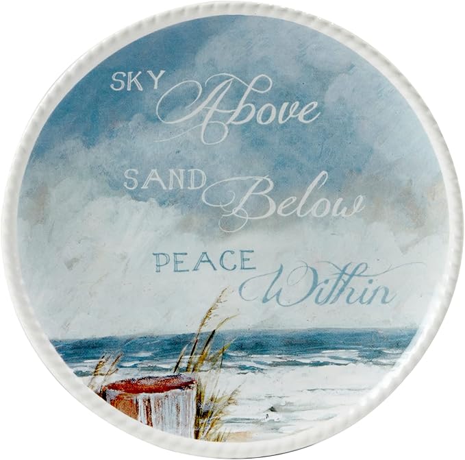 Shorebirds 6" Ceramic Canape and Luncheon Plates – Set of 4 with Assorted Coastal Quote Designs – Dishwasher & Microwave Safe – Ocean-Inspired Snack Plates for Entertaining or Beach House Décor