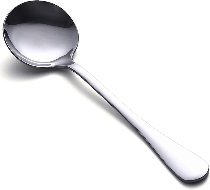 HAPPY KIT Soup Spoons 50-Piece Premuim Stainless Steel Dinner Spoons for Enterprise, Restaurant, School, Durable Round Flatware Set