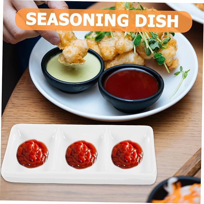 8pcs Ceramic Divided Sauce Dish Compartment Appetizer Tray for Snacks and Dipping Sauces Minimalist Serving Bowl for Casual and Formal Gatherings