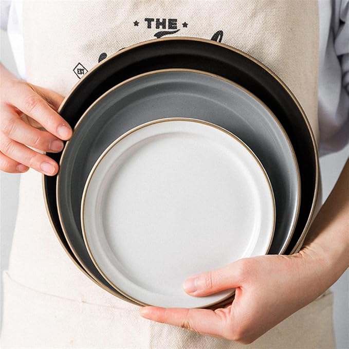 Dinner Plate Simple Ceramic Dinner Plates Creative Grey Nordic Plate Household Dishes and Bowls Porcelain Tableware for Kitchen(9 Inch Plate Grey)