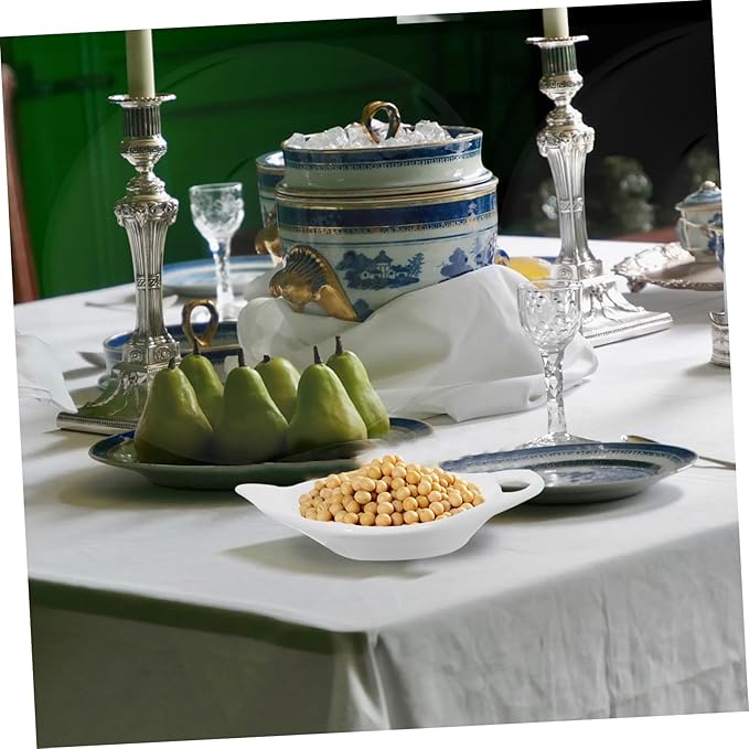 PRETYZOOM 4pcs Practical Ceramic Snack Plate Small Bowls Sauce Dish White Multi-use for Dipping Appetizers Desserts Family Restaurant
