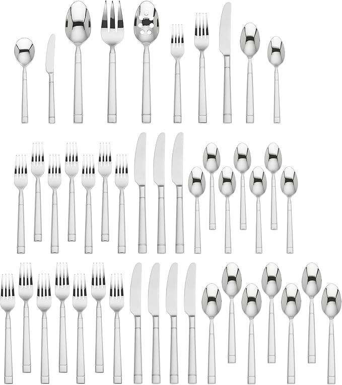 Kate Spade New York Fair Harbor Flatware Set, 18/10 Stainless Steel, 45-Piece| (Pack of 2)