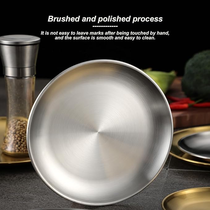 2 PCS Coffee Table Tray, Stainless Steel Serving Tray, Smooth Edges, Wire Drawing Process, Waterproof and Slip Resistant, Multifunctional(Silver,17x1.5CM/6.7x0.6IN)