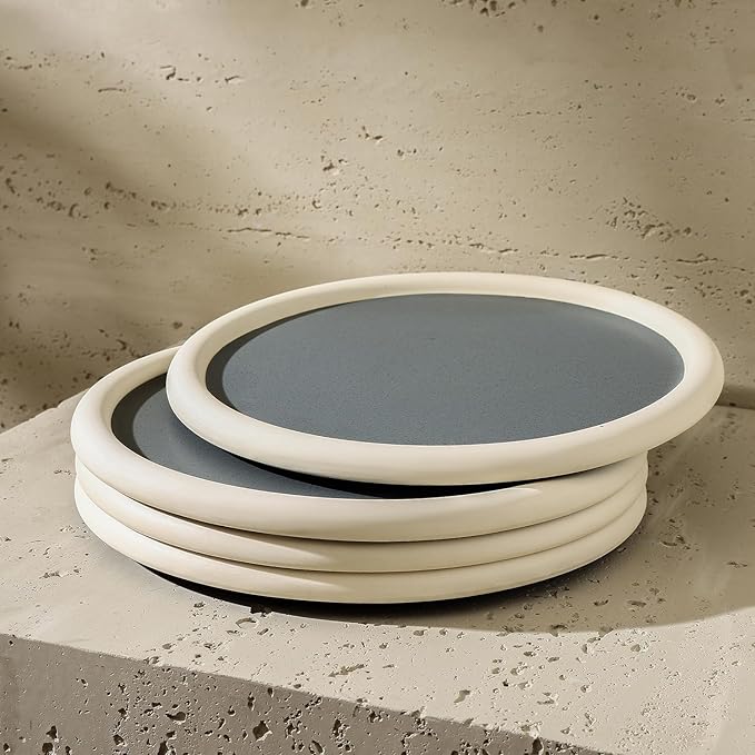 Stone Lain Capri 12-Piece Dinnerware Set Stoneware, Plates and Bowls Set, Microwave and Dishwasher Safe, Dish Set for 4, Grey