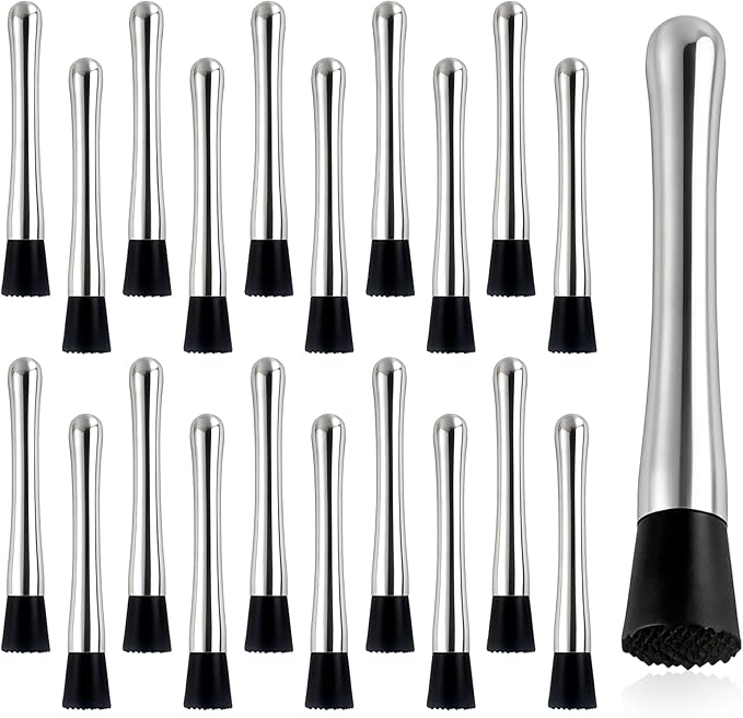 20 Pcs Muddler for Cocktails - Stainless Steel Bar Muddler Tool, Muller for Drinks Ice Crusher, Bartender Tools Set Home Bartender Bars Accessories