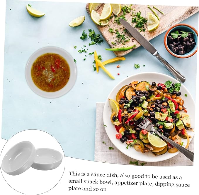 Unomor 6pcs Ceramic Dipping Plates Sauce Dishes for Appetizers Condiments -saving Design for Home Restaurant Use