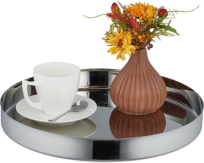 Relaxdays Silver Stainless Steel Serving Tray