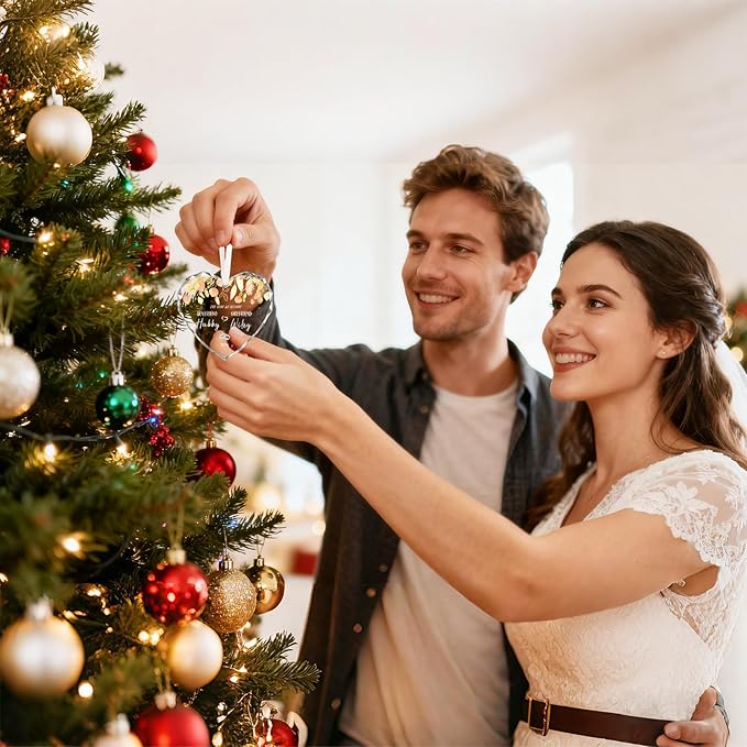 Wedding Gifts for Couples 2025 Personalized Christmas Ornaments Anniversary Valentines Christmas Engagement Gifts for Women Men Bride Just Married Couples Room Wedding Decorations Bridal Shower Gift