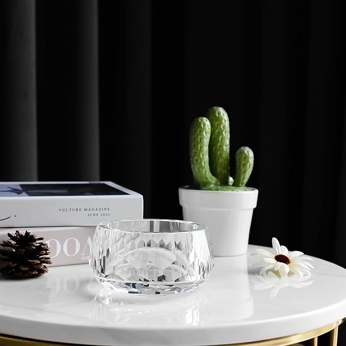 Crystal Candy Dish Hand-Cut Decorative Bowl W4.7 x H2.4 for Home Decor, Comes With Gift Box