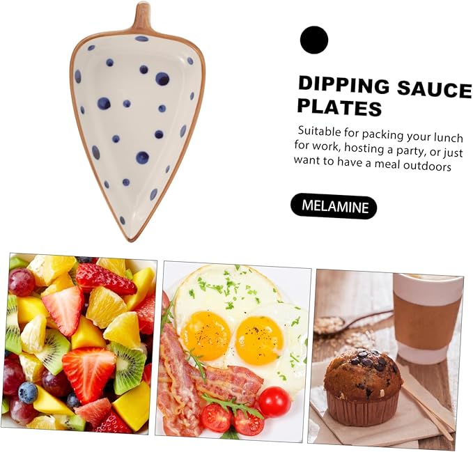 GARVALON Ceramic Leaf-shaped Sauce Dish for Dipping Hand-painted Appetizer Serving Plate for Home and Restaurant Use for Snacks Salads and Desserts