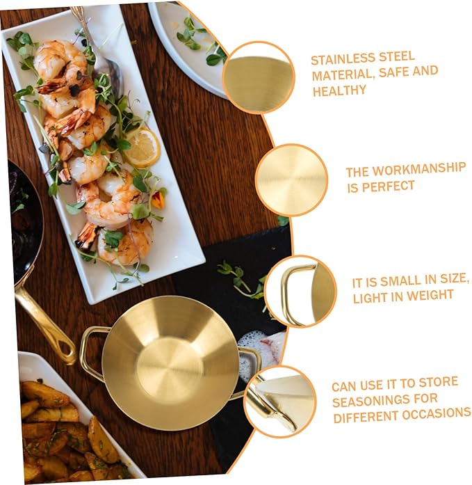 GLEAVI Stainless Steel Sauce Dish Set 4-Piece Appetizer Plates for Dipping Sauces Seasoning and Condiments Creative Kitchen Supply for Home and Sushi