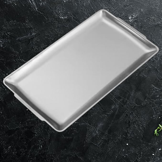 Metal Serving Tray for Food and Snacks, Rectangle Organizer for Dining, 36cmx20cm