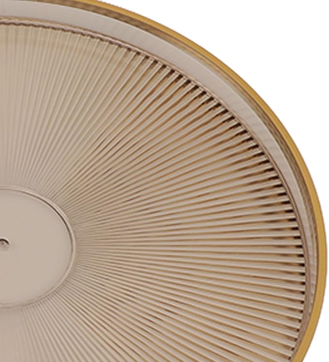 Dioche Elegant Round Serving Tray with Gold Handle and Golden - Multifunctional Display Tray for Fruits, Desserts, Snacks, and Decor (Amber)