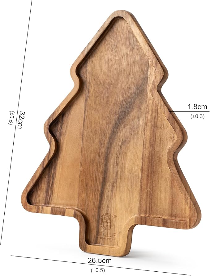 Wooden Serving Tray - Decorative Serving Platters and Trays Set of 2 Christmas Tree Shape Wood Platters for Entertaining, Breakfast, Coffee Table, Home Decor