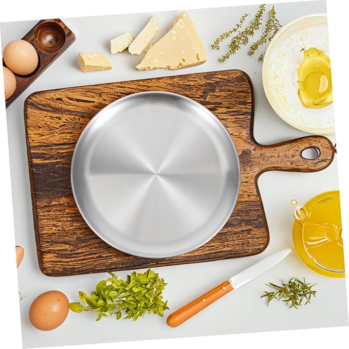 ABOOFAN 1pc Round Stainless Steel Serving Tray Food Platter for Fruits and Cakes Matte Finish for Home Restaurant and Party Use