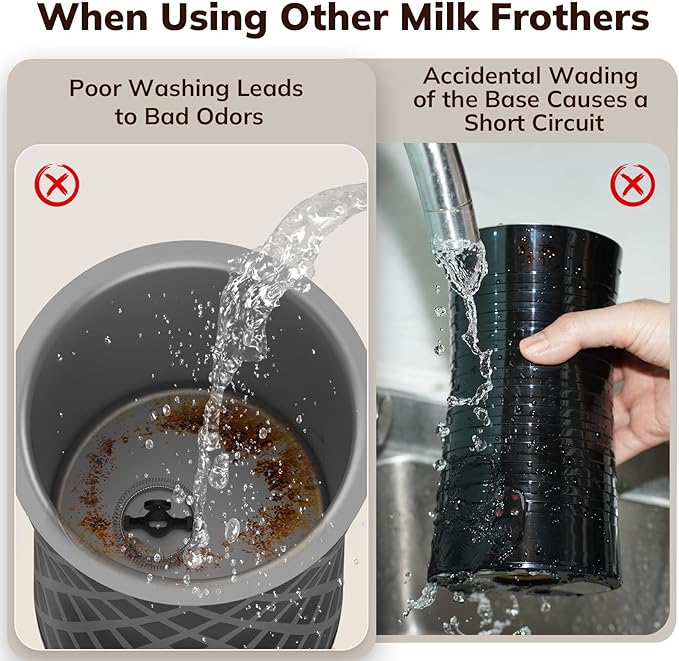 Large Electric Milk Frother and Steamer, 16.9oz/500ml Milk Steamer and Frother for Latte or Hot Chocolate, Dishwasher Safe, 6 Functions, Enjoy Perfect Milk Froth in 2 Min (Black-Glass)
