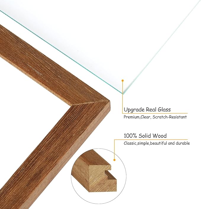 4x6 Double Hinged Picture Frame Folding Photo Frame Vertical and Horizontal in Distressed Farmhouse Wood Grain Pine Wood with Real Glass for Tabletop P-MU-SH46
